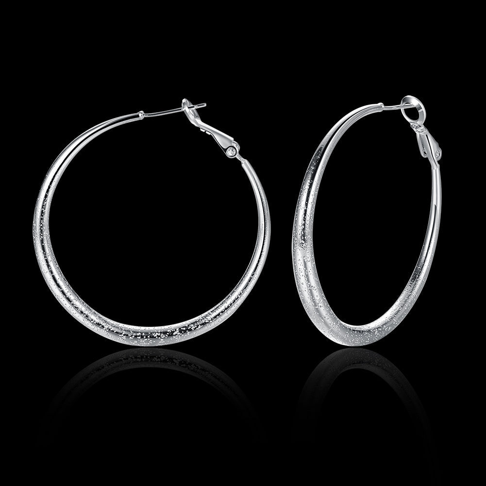 1.6" Round Hoop Earring in  Silvertone