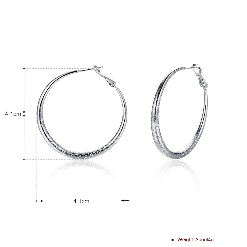 1.6" Round Hoop Earring in  Silvertone
