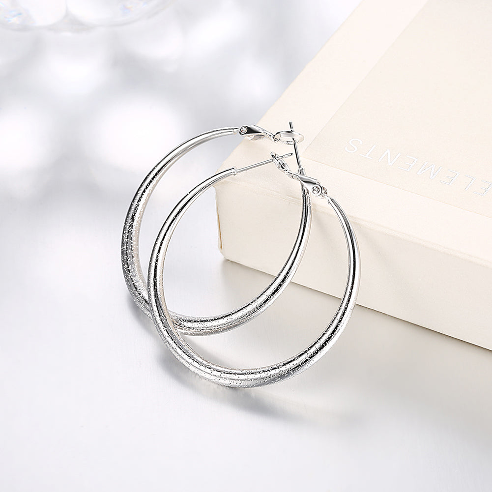 1.6" Round Hoop Earring in  Silvertone
