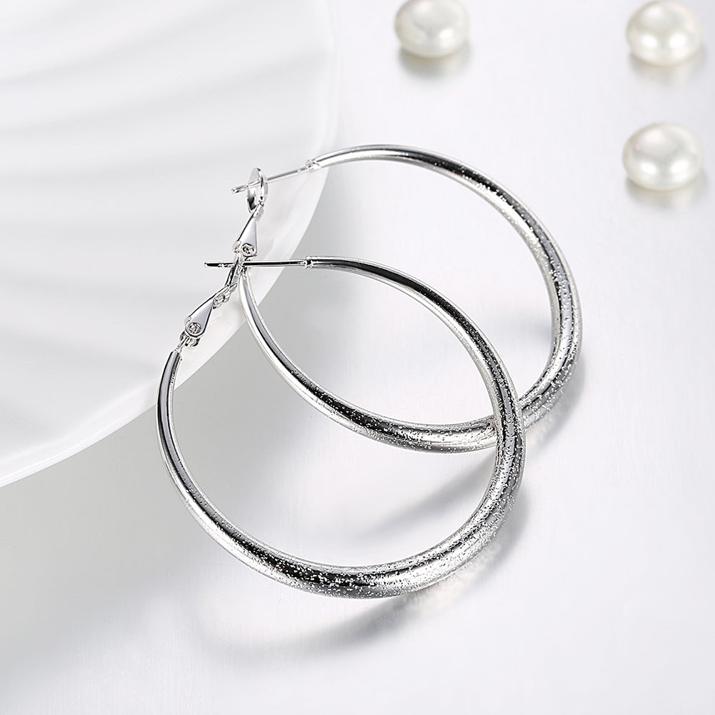 1.6" Round Hoop Earring in  Silvertone