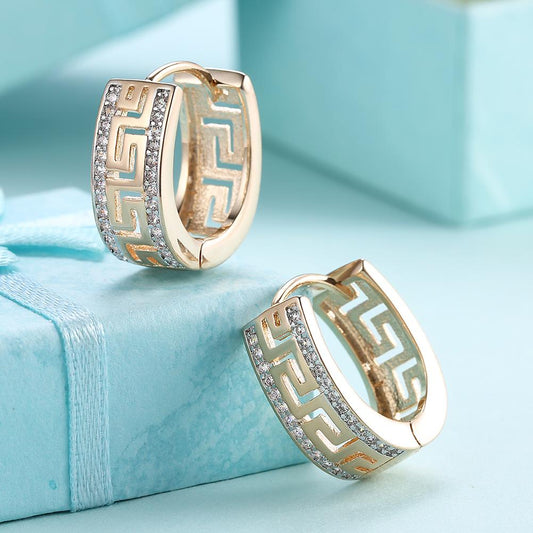 Goldtone Plated Swarovski Elements Roman Ingrain Pave Huggie Earrings, , Riakoob Jewelry, Riakoob Jewelry  jewelryjewelry deals, swarovski crystal jewelry, groupon jewelry,, jewelry for mom, 
