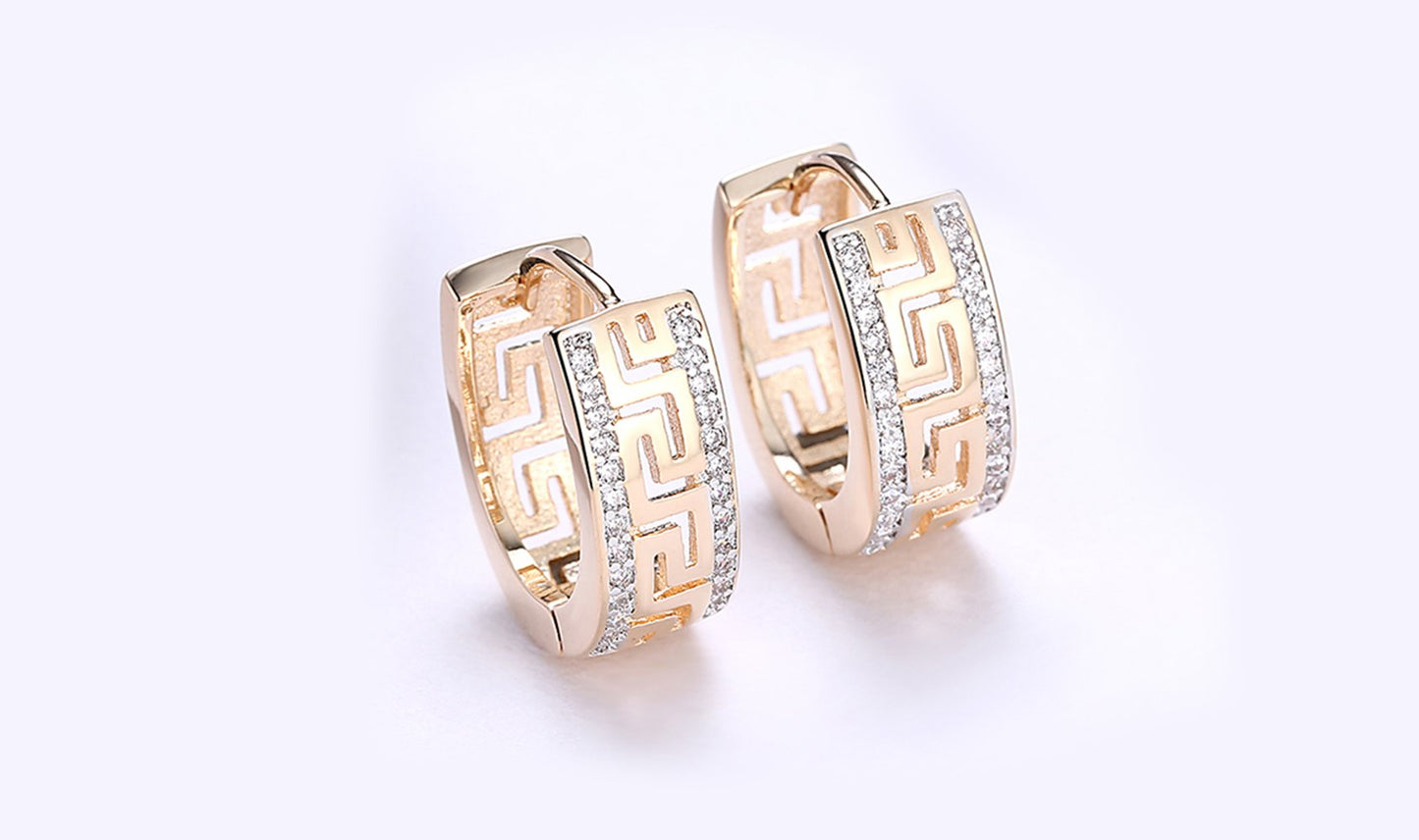 Goldtone Plated Swarovski Micro-Lining Greek Design Earrings, , Riakoob Jewelry, Riakoob Jewelry  jewelryjewelry deals, swarovski crystal jewelry, groupon jewelry,, jewelry for mom, 
