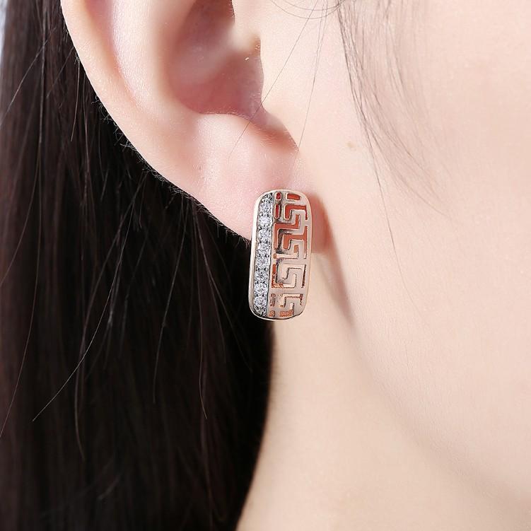 Laser Cut Swarovski Crystal Micro-Pav'e Lined Huggie Hoop Earrings Set in Goldtone, Earring, Riakoob Jewelry, Riakoob Jewelry fashion jewelry, cheap jewelry, jewelry for mom, 