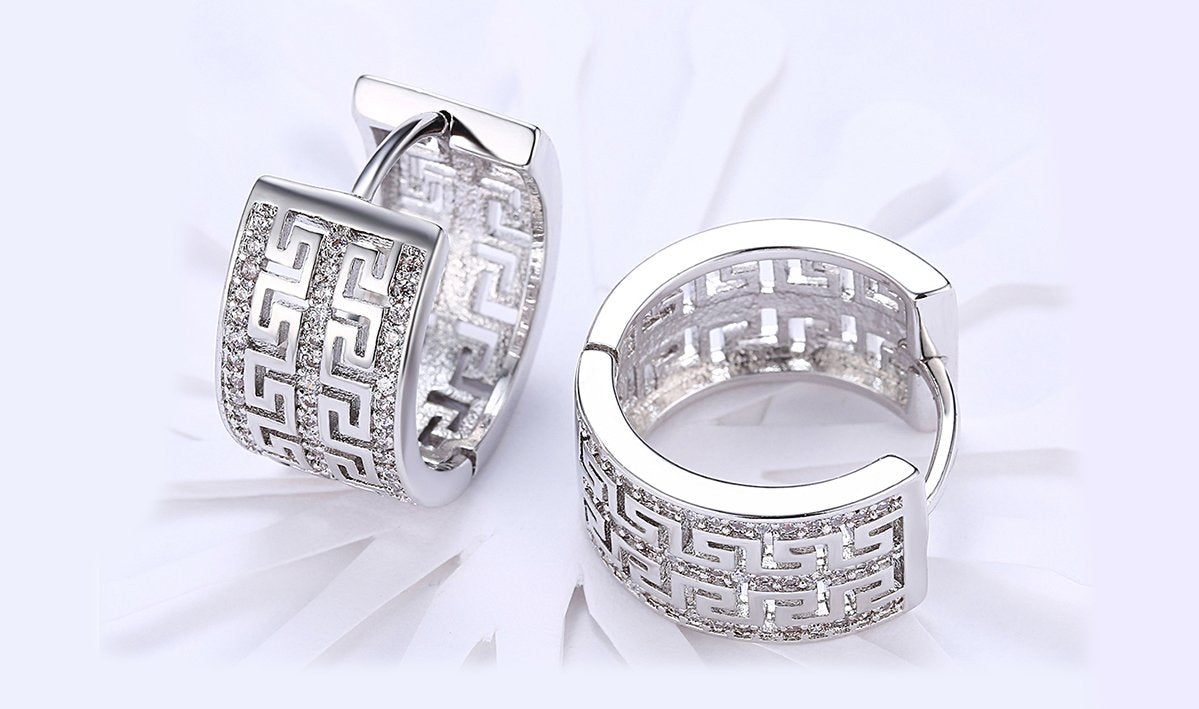 Goldtone Tone  Elements Pav'e Laser Cut Celtic Design Hinge Earrings - 2 Options Available ITALY Design