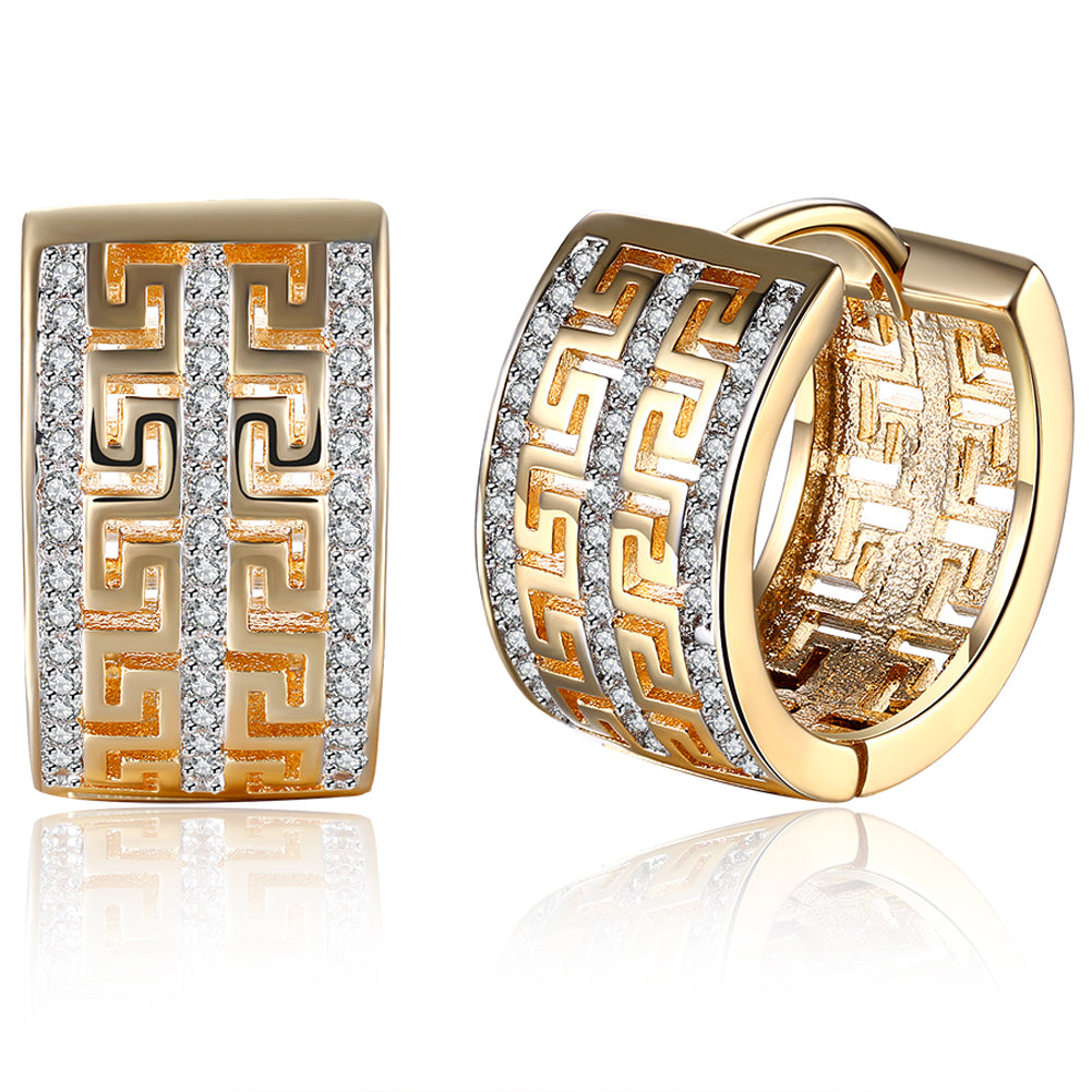 French Twist Design Huggie Earring in Goldtone with  Crystals