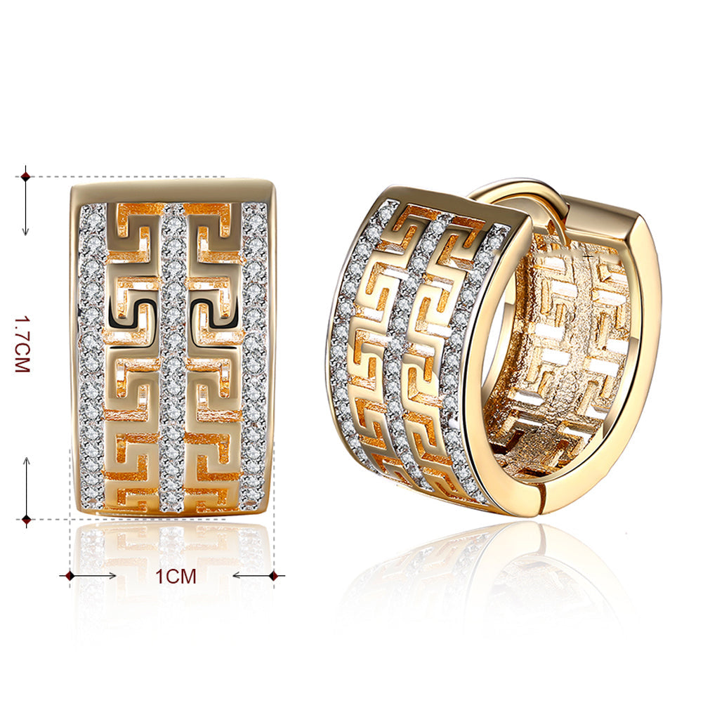 French Twist Design Huggie Earring in Goldtone with  Crystals