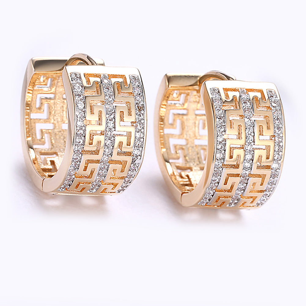 French Twist Design Huggie Earring in Goldtone with  Crystals