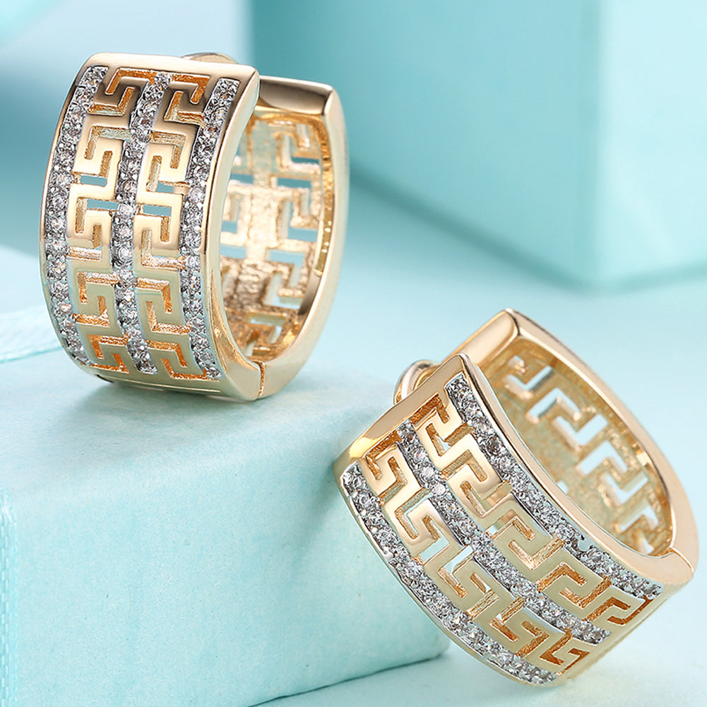 French Twist Design Huggie Earring in Goldtone with  Crystals