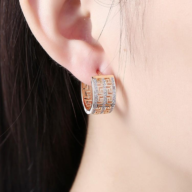 Thick Swarovski Crystal Micro-Pav'e Huggie Hoop Earrings Set in Goldtone - Riakoob Jewelry www.goldennycjewelry.com fashion jewelry for women