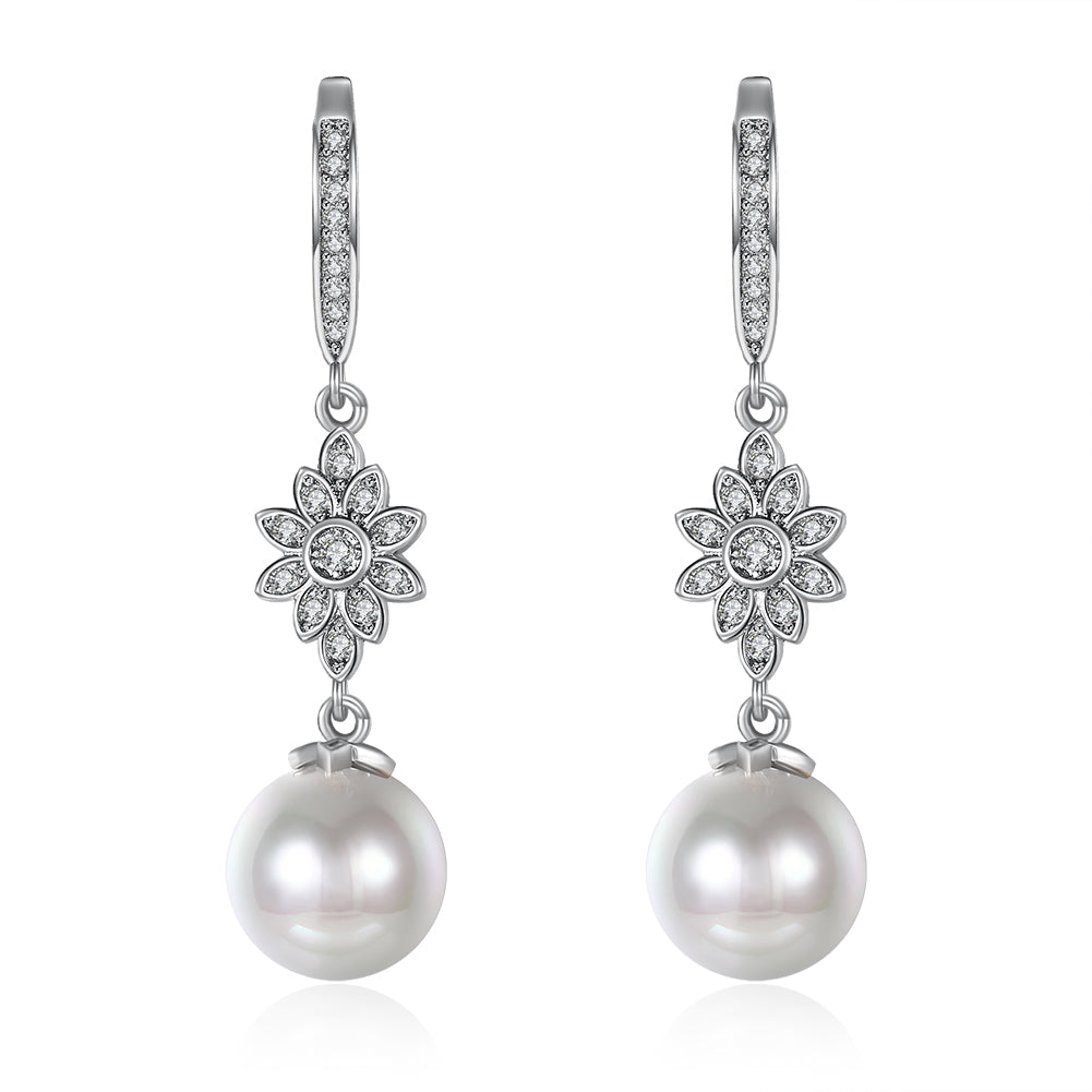 Серьги-подвески Starburst Freshwater Pearl в серебристом тоне с кристаллами