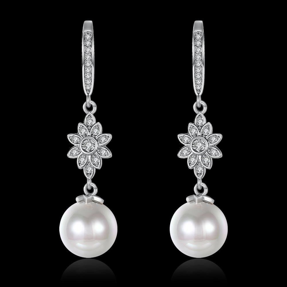 Серьги-подвески Starburst Freshwater Pearl в серебристом тоне с кристаллами