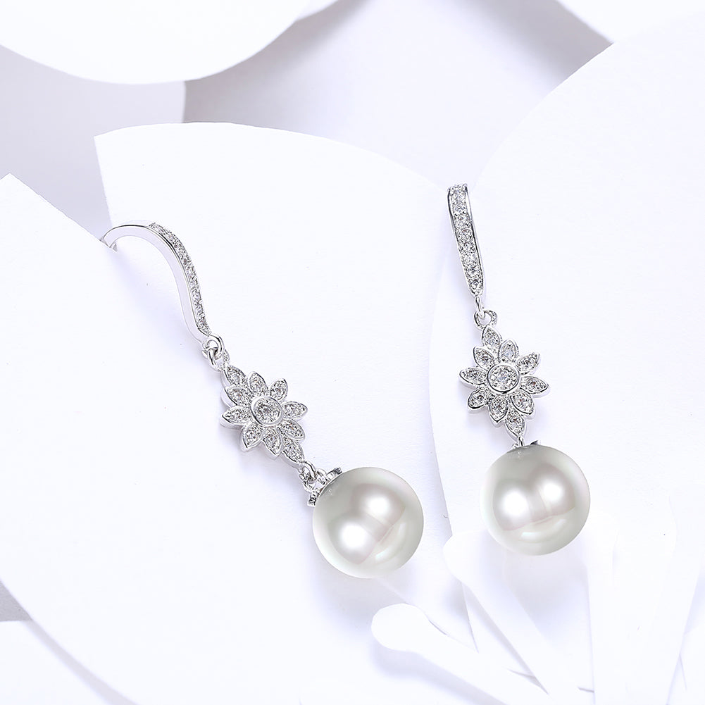 Серьги-подвески Starburst Freshwater Pearl в серебристом тоне с кристаллами
