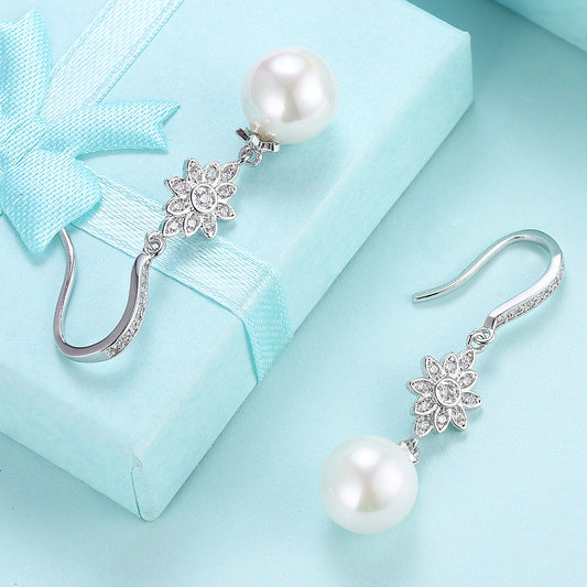 Серьги-подвески Starburst Freshwater Pearl в серебристом тоне с кристаллами