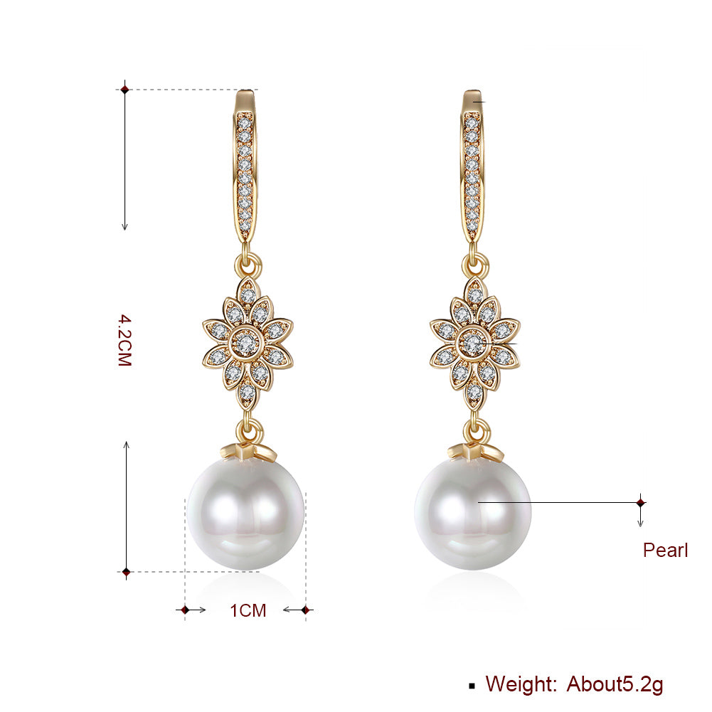 Freshwater Pearl Starburst Drop Earring in Goldtone with  Crystals