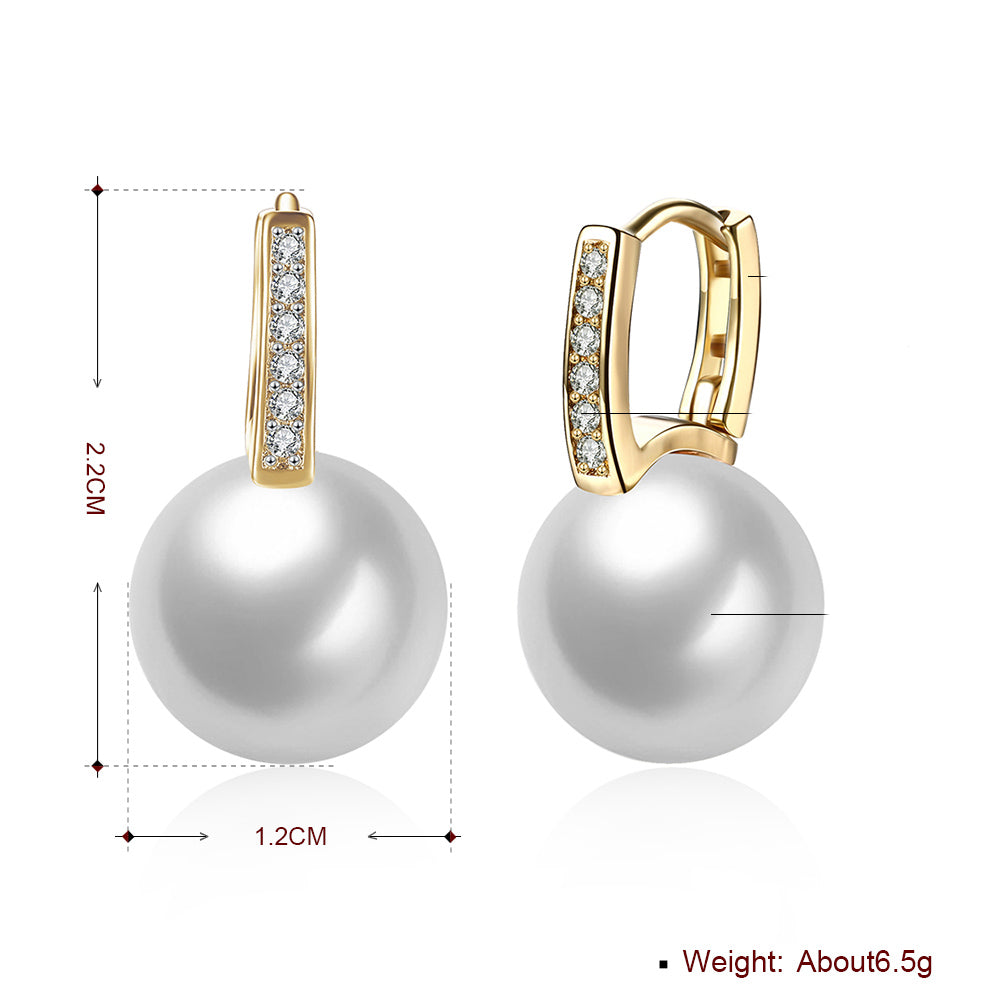 Freshwater Pearl Huggie Earring in Goldtone with  Crystals