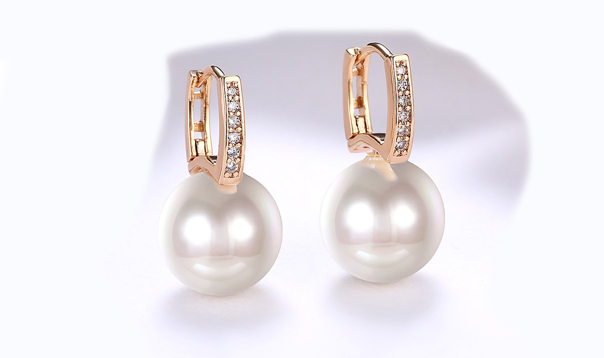 Freshwater Pearl Luxe Elements Pav'e Clip On Earrings in Goldtone Tone  ITALY Design
