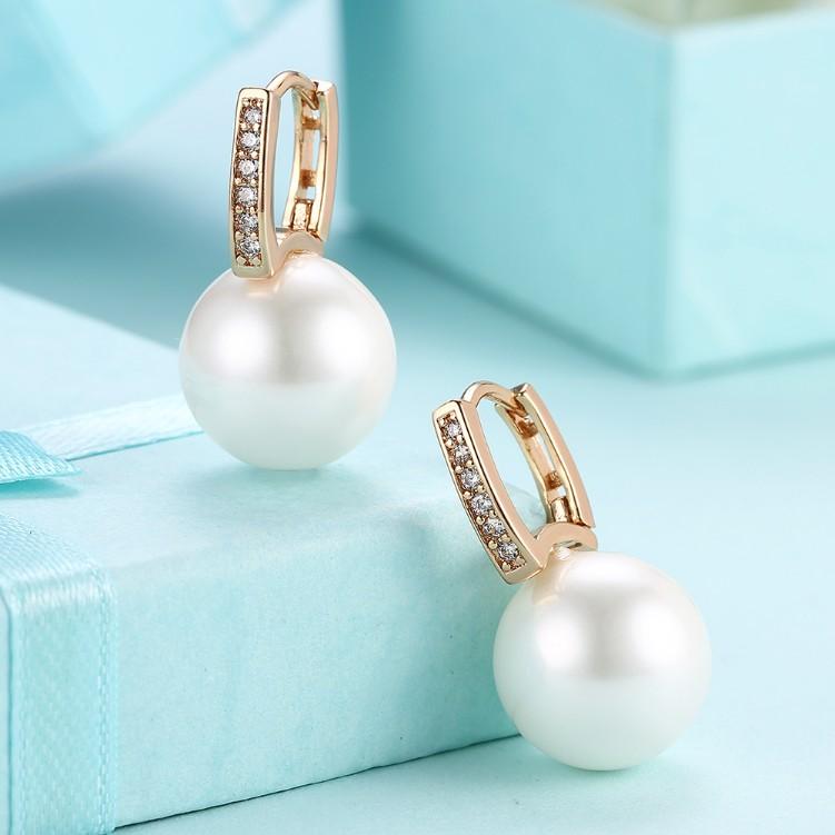 Micro-Pav'e Swarovski Crystal Curved Pearl Huggie Earrings Set in Goldtone, Earring, Riakoob Jewelry, Riakoob Jewelry fashion jewelry, cheap jewelry, jewelry for mom, 