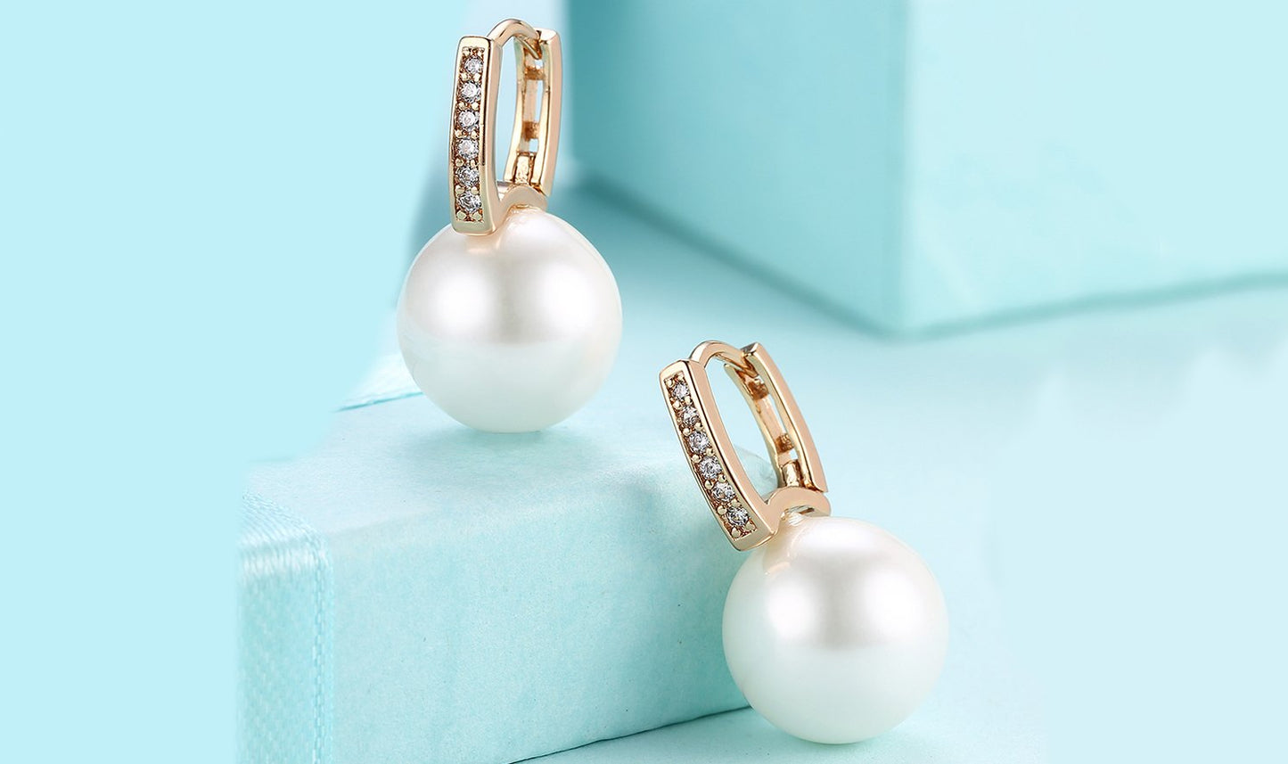 Freshwater Pearl Luxe Elements Pav'e Clip On Earrings in Goldtone Tone  ITALY Design