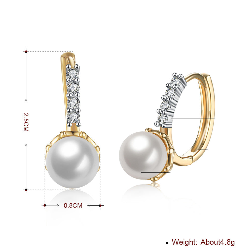 Freshwater Pearl Leverback Earring in Goldtone with  Crystals