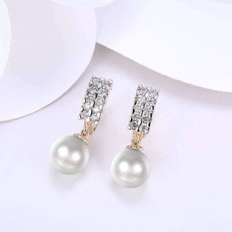 Swarovski Crystal Square Shaped Pearl Leverback Earrings Set in Goldtone - Riakoob Jewelry www.goldennycjewelry.com fashion jewelry for women