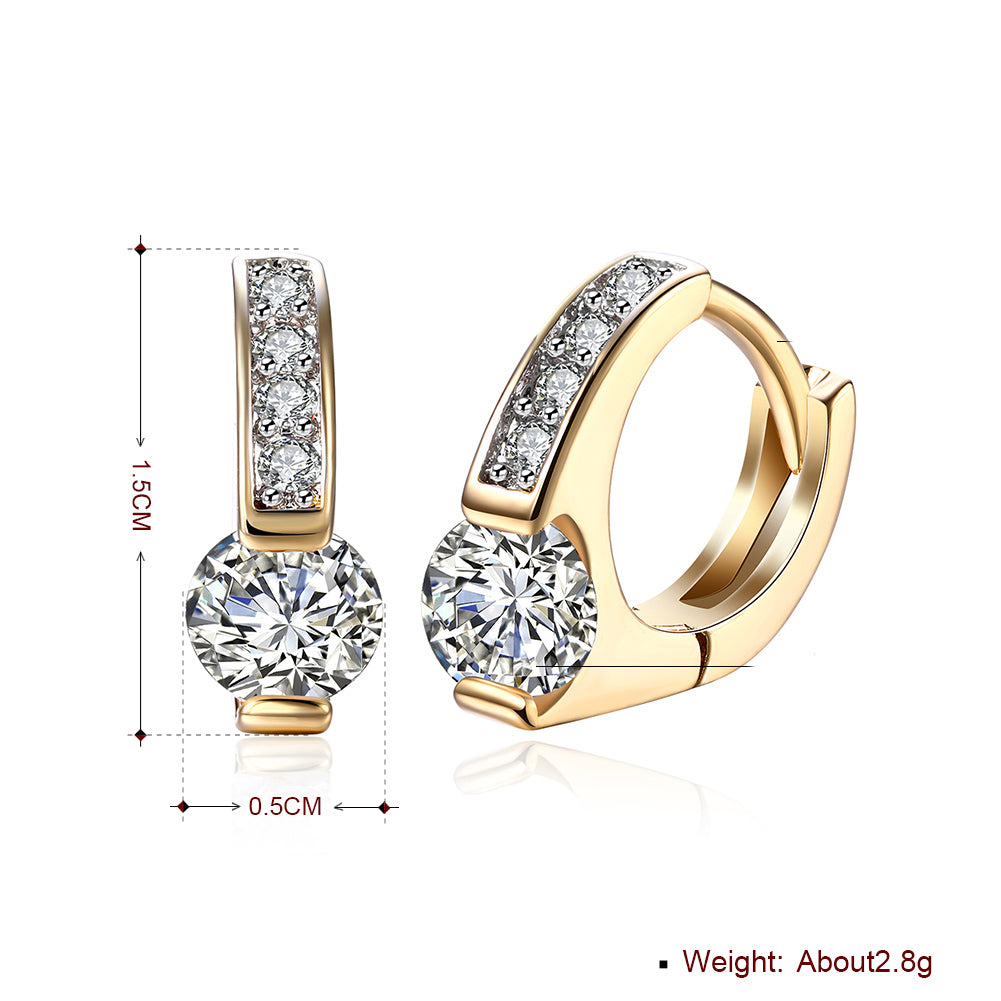 Baby Cut Square Huggie Earring in Goldtone with  Crystals