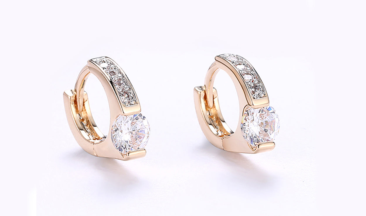 Goldtone Tone  White Sapphire Pav'e Harp Shaped Clip On Earrings