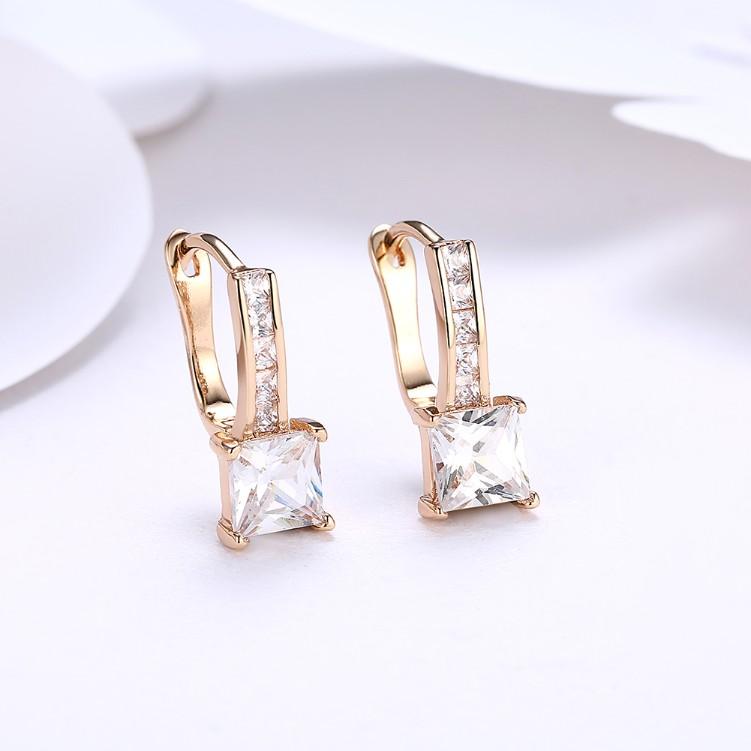 Micro Pav'e Swarovski Crystal Princess Cut Leverback Earrings Set in Goldtone, Earring, Riakoob Jewelry, Riakoob Jewelry fashion jewelry, cheap jewelry, jewelry for mom, 