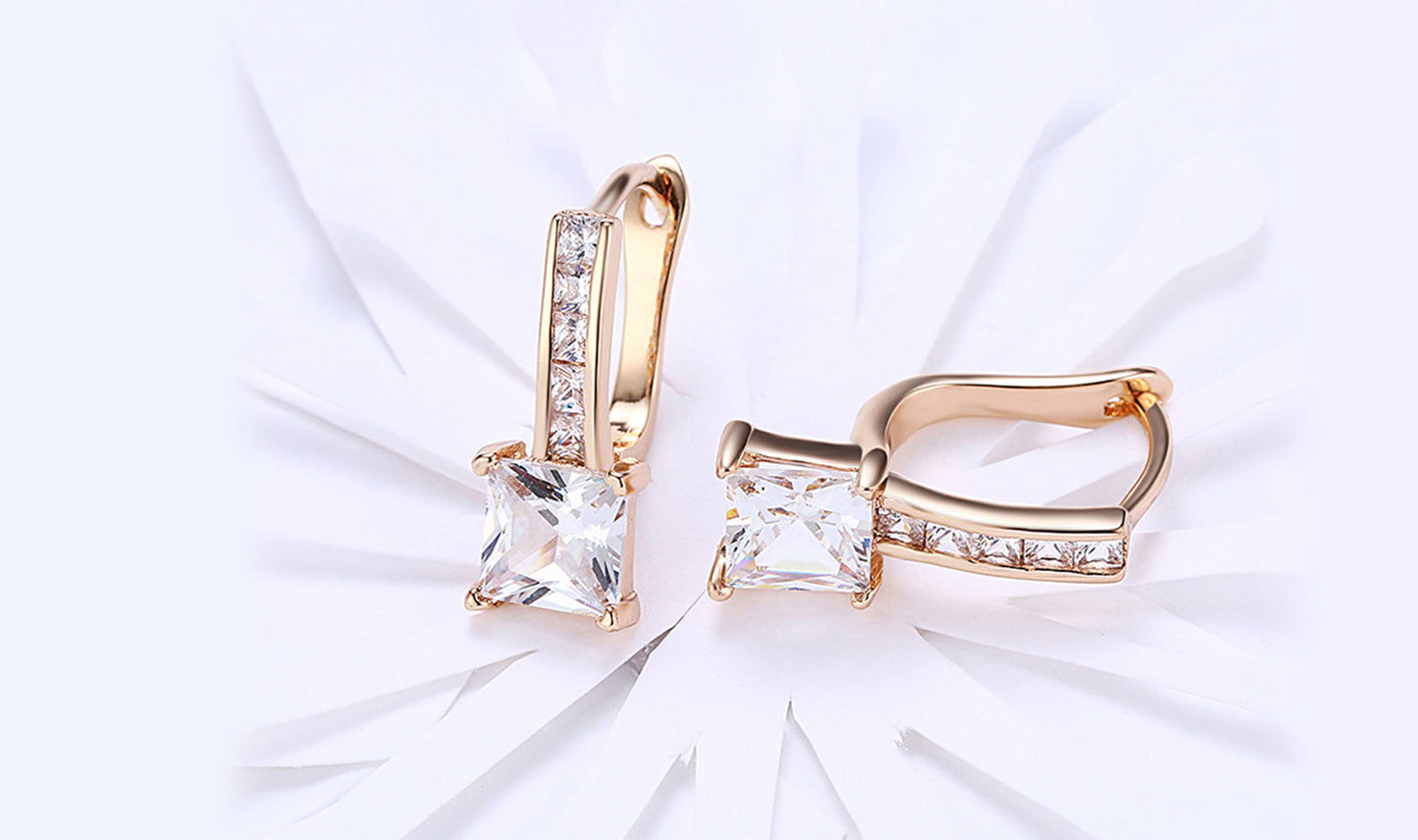 Goldtone Tone  White  Elements Sleek Lever back Earrings