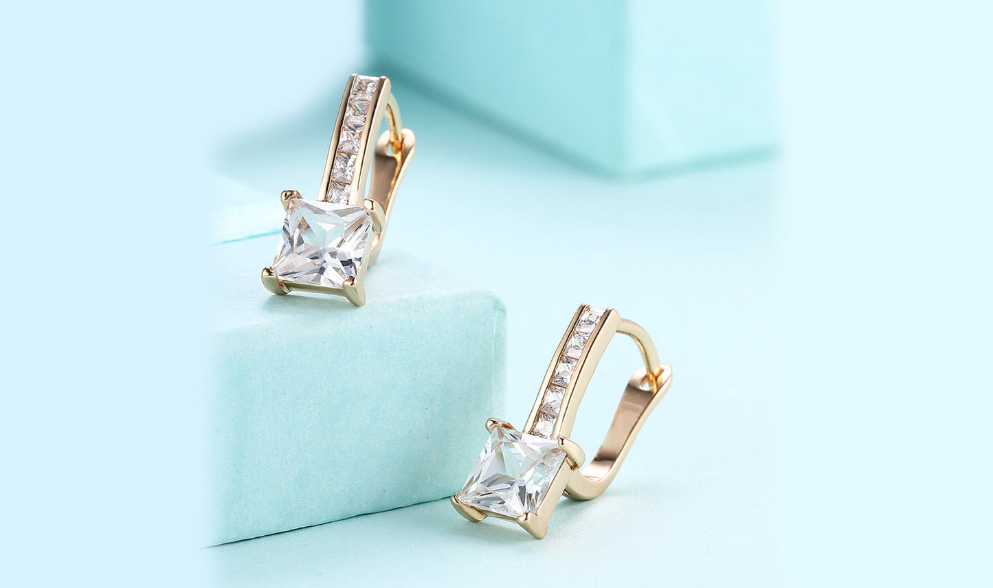 Goldtone Tone  White  Elements Sleek Lever back Earrings