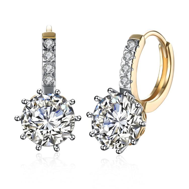 Created Damond Star Shaped Princess Cut Leverback Earrings Set in Goldtone - Riakoob Jewelry Pandora Jewelry goldennycjewelry.com wholesale jewelry 