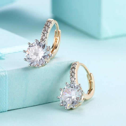 Created Damond Star Shaped Princess Cut Leverback Earrings Set in Goldtone - Riakoob Jewelry Pandora Jewelry goldennycjewelry.com wholesale jewelry 