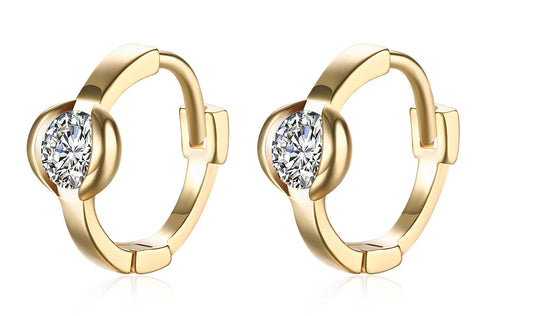 Goldtone Tone  Sleek White  Circular Clip On Earrings