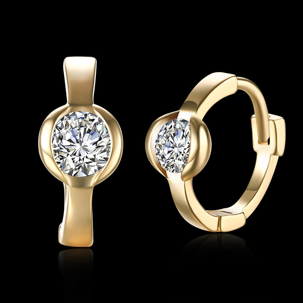 Classic Stone Huggie Earring in Goldtone with  Crystals