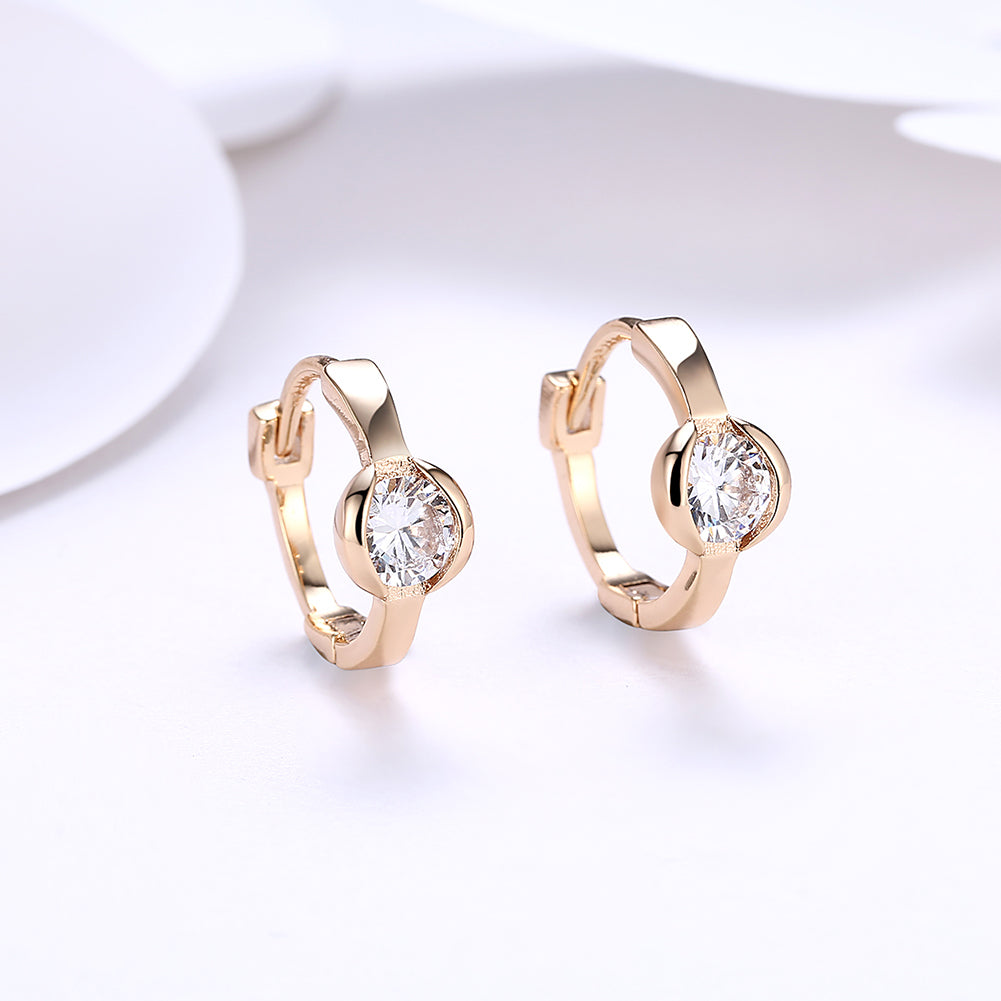 Classic Stone Huggie Earring in Goldtone with  Crystals