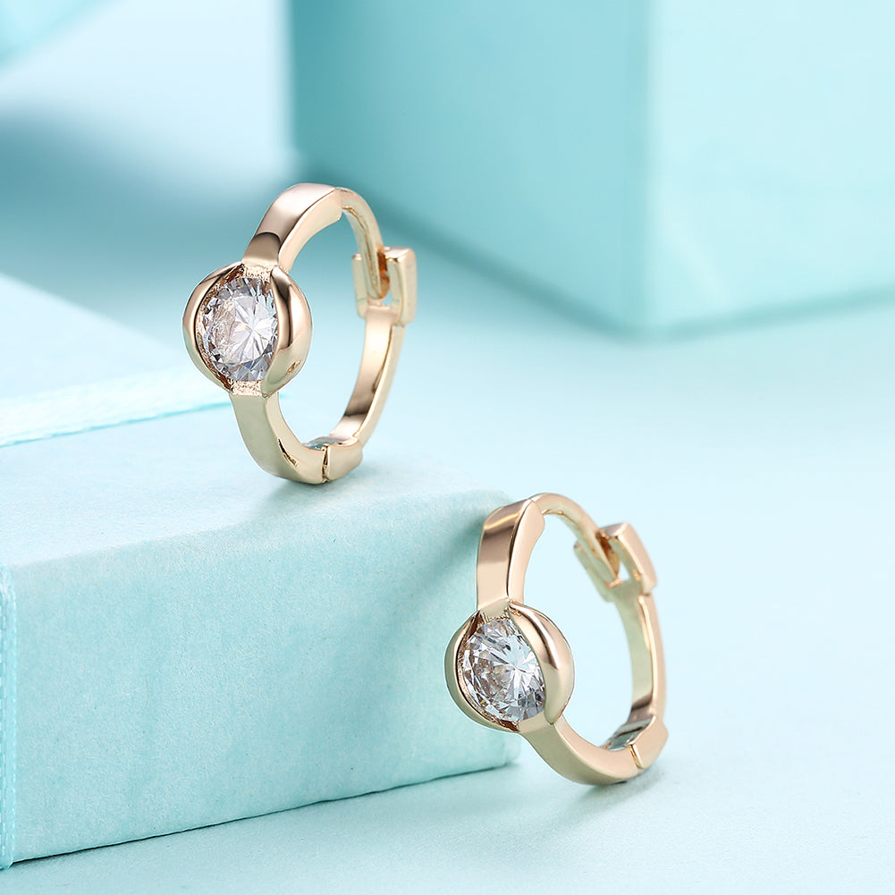Classic Stone Huggie Earring in Goldtone with  Crystals