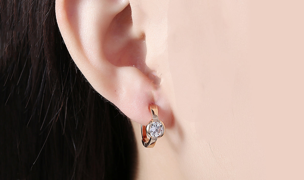 Goldtone Tone  Sleek White  Circular Clip On Earrings
