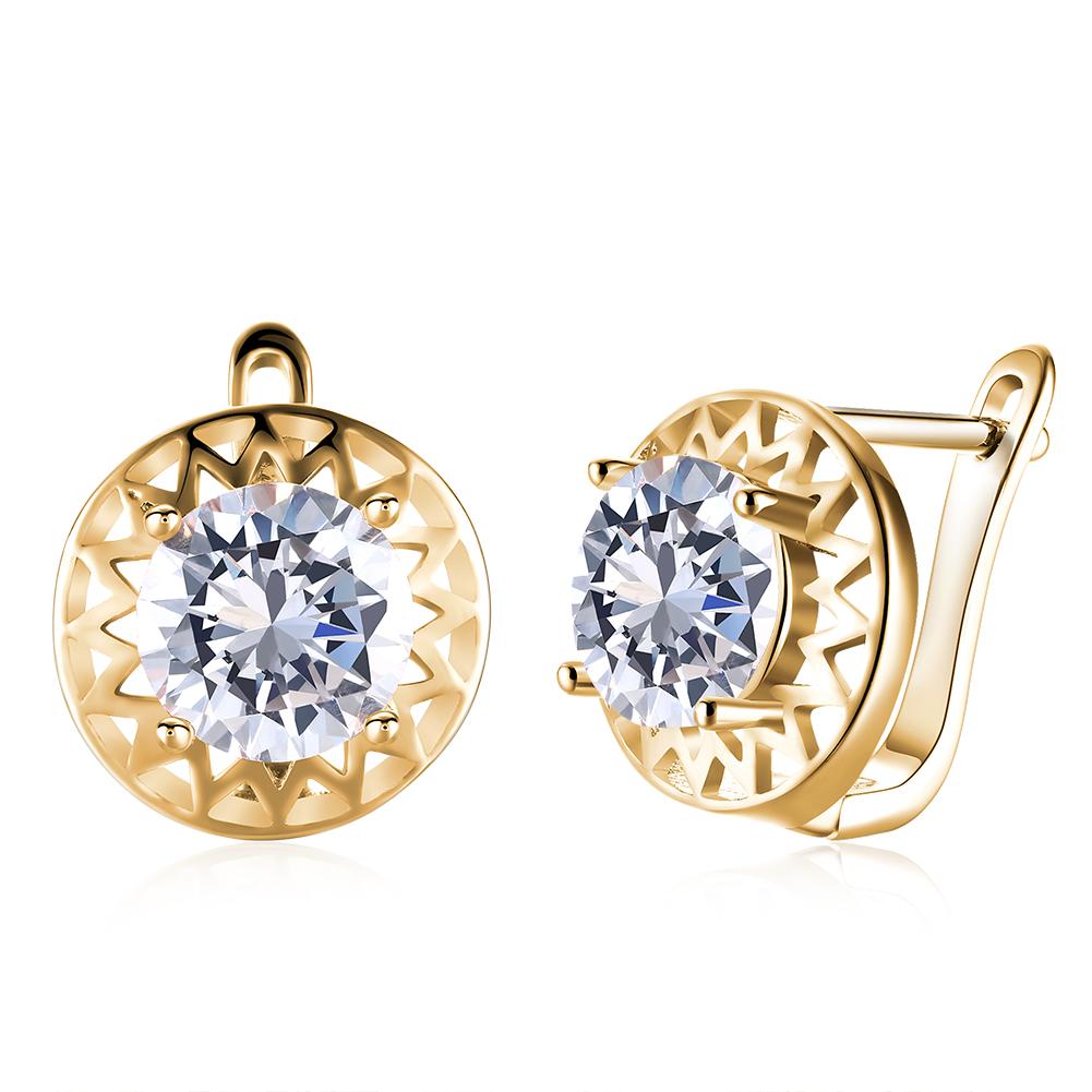 Swarovski Crystal Filligree Circular Leverback Earrings Set in Goldtone - Riakoob Jewelry www.goldennycjewelry.com fashion jewelry for women