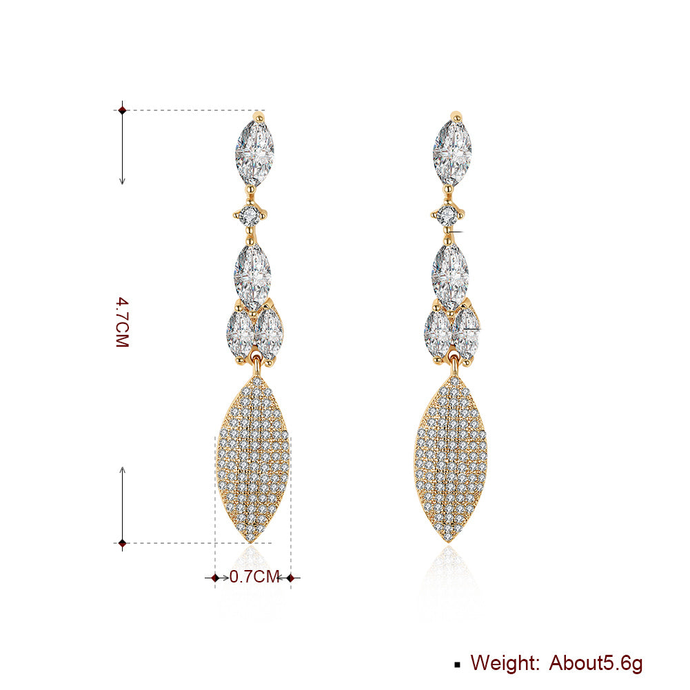 2.00 Ct Pear Cut Marquise Drop Earring in Goldtone with  Crystals