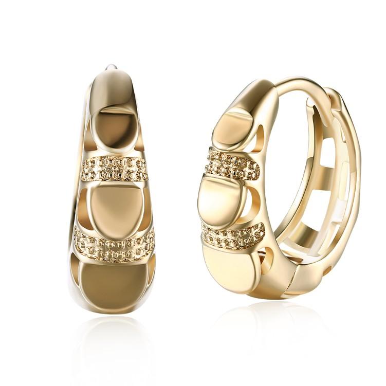 Heart Shaped Classic Huggies Earrings Set in Goldtone - Riakoob Jewelry