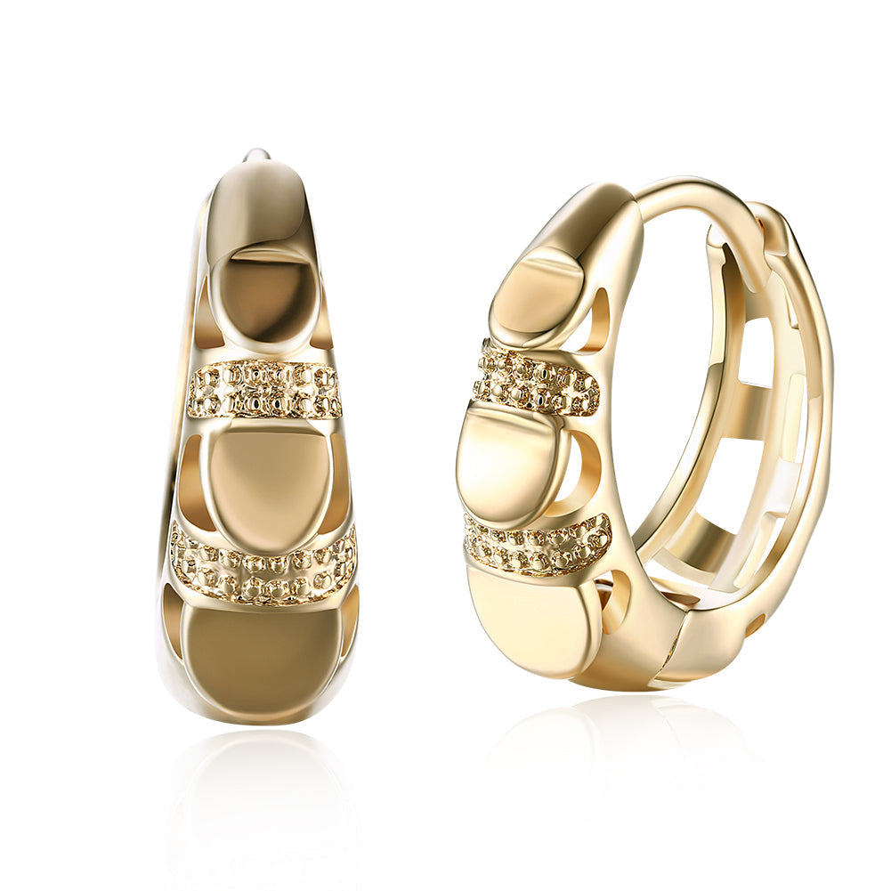 Classic Laser Cut Huggie Earring in Goldtone