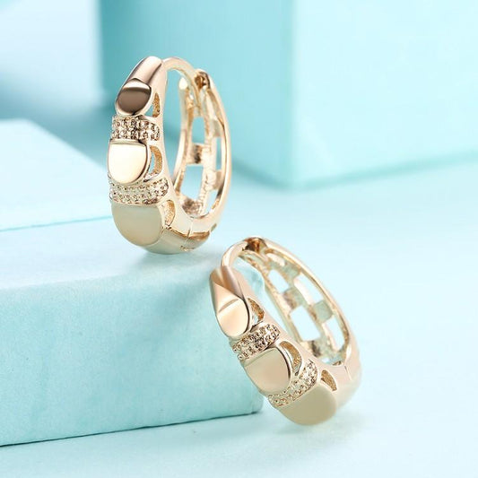 Heart Shaped Classic Huggies Earrings Set in Goldtone - Riakoob Jewelry