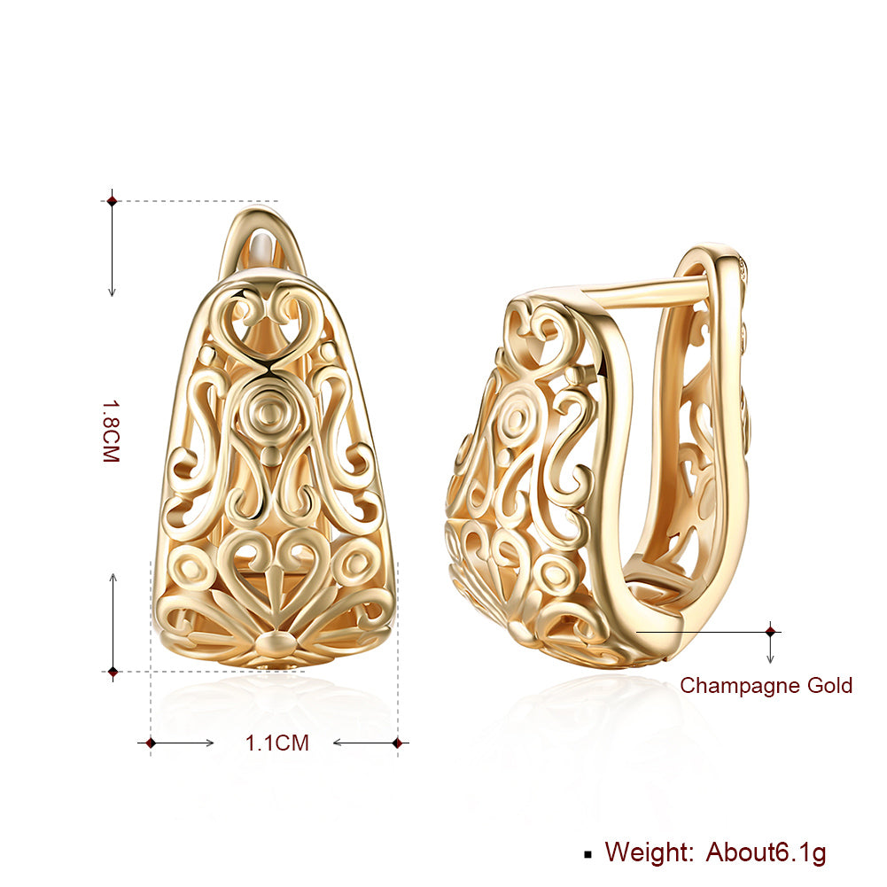 Bohemian Style Filigree Laser Cut Huggie Earring in Goldtone