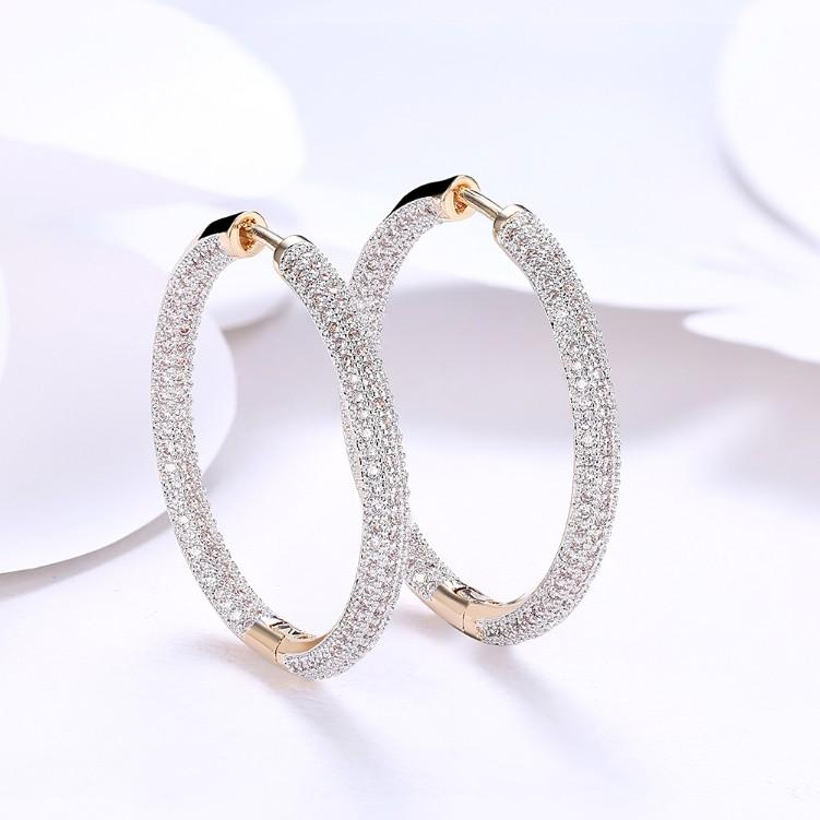 Diamonique Pave' Hoop Earrings in Goldtone, Earring, Riakoob Jewelry, Riakoob Jewelry fashion jewelry, cheap jewelry, jewelry for mom, 