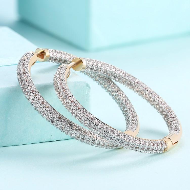Diamonique Pave' Hoop Earrings in Goldtone, Earring, Riakoob Jewelry, Riakoob Jewelry fashion jewelry, cheap jewelry, jewelry for mom, 