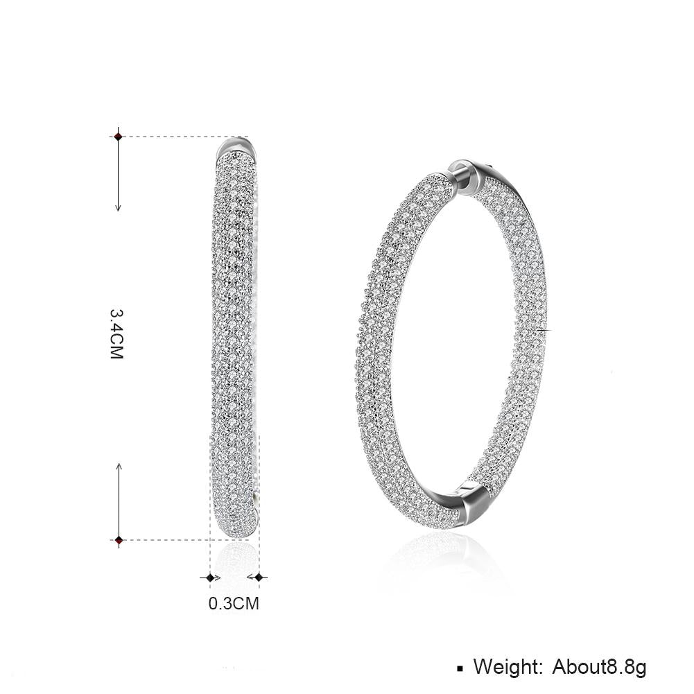 Pave Halo Disc Necklace & Pave Hoop Earring made With Luxe Crystals with Luxe Box - Goldtone ITALY Design