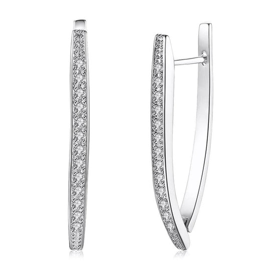 White  Elements 1.00 CT Dangling Pave Teardrop Earrings in 14K White Gold Tone