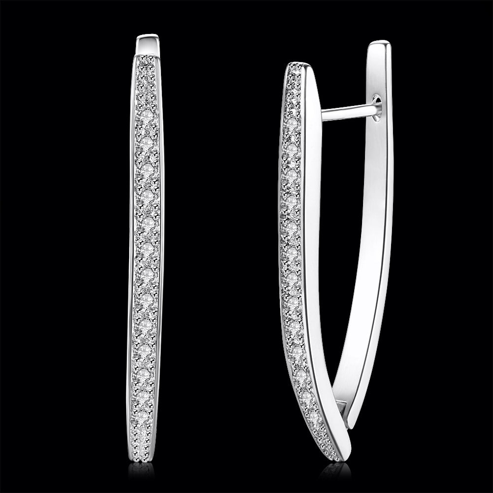 1.4" Pave Thin Pave Hoop Earring in Rosegoldtone with  Crystals