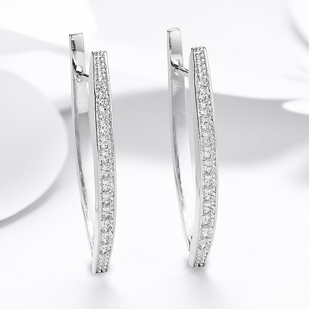 1.4" Pave Thin Pave Hoop Earring in Rosegoldtone with  Crystals