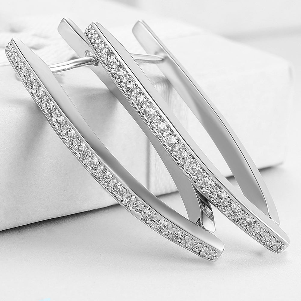 1.4" Pave Thin Pave Hoop Earring in Rosegoldtone with  Crystals