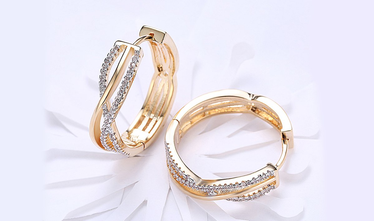 Goldtone Tone  White Luxe Elements Twisted Abstract Clip On Earrings ITALY Design